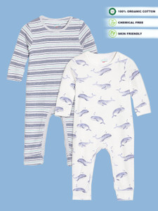 Broon Romper For Baby Boys & Baby Girls Casual Printed Cotton Blend