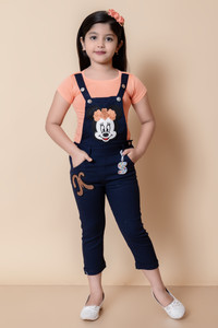 R8 CHOICE Dungaree For Girls Casual Applique Denim