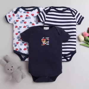 GME Romper For Baby Boys & Baby Girls Casual Printed, Striped Cotton Blend