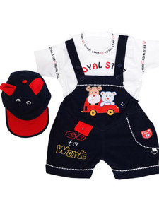 THE LITTLE BOY Baby Boys & Baby Girls Casual T-shirt Dungaree, Cap