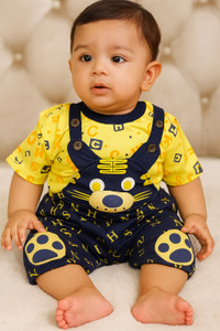 UNIQUE WAY Dungaree For Baby Boys & Baby Girls Casual Printed Pure Cotton