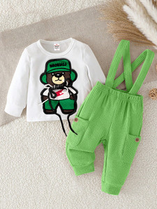 EMBLICA Dungaree For Boys & Girls Casual Graphic Print Cotton Blend