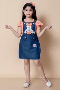R8 CHOICE Dungaree For Girls Party Applique Denim