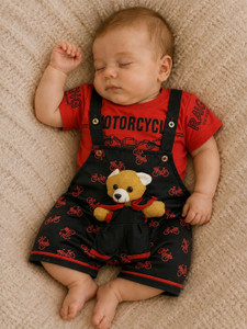 AFNAN MULTI BRAND Dungaree For Baby Boys & Baby Girls Casual Printed Cotton Blend