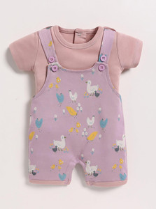 BabyGo Dungaree For Baby Boys & Baby Girls Casual Printed Pure Cotton