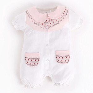 BabyGo Romper For Baby Girls Casual Embroidered Pure Cotton