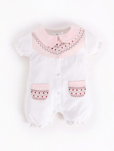 BabyGo Romper For Baby Girls Casual Embroidered Pure Cotton