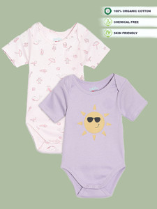 Broon Romper For Baby Boys & Baby Girls Casual Printed Cotton Blend