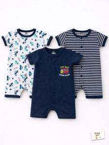 KidBee Romper For Baby Boys Casual Printed, Striped Cotton Blend