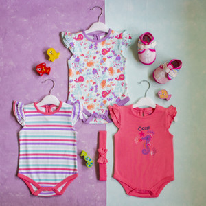 purple unicorns Romper For Baby Girls Casual Striped Cotton Jersey