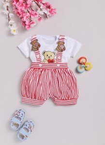 Miss & Chief Dungaree For Baby Boys & Baby Girls Casual Printed Cotton Blend