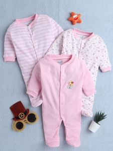 GME Romper For Baby Boys & Baby Girls Casual Printed, Solid, Striped Cotton Blend
