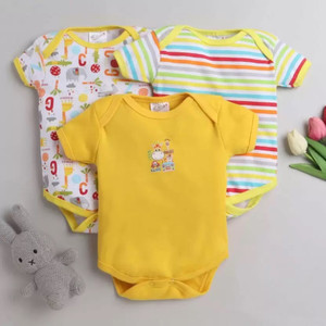GME Romper For Baby Boys & Baby Girls Casual Printed, Striped Cotton Blend