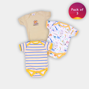 Modern Mama Romper For Baby Boys & Baby Girls Casual Striped, Printed Cotton Blend