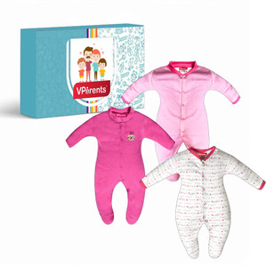 VParents Romper For Baby Boys & Baby Girls Solid, Striped, Printed Hosiery