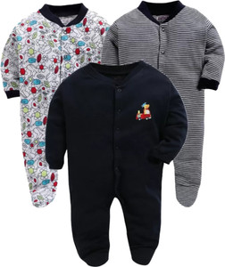 MEGNAM Romper For Baby Boys & Baby Girls Printed Cotton Blend