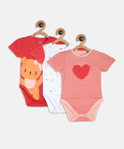 MINI KLUB Romper For Baby Girls Casual Self Design Pure Cotton