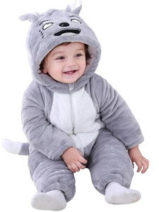 BRANDONN Romper For Baby Boys & Baby Girls Casual Printed Wool Blend