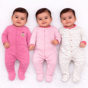 VParents Romper For Baby Boys & Baby Girls Casual Printed, Striped, Solid Hosiery