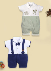 BabyGo Romper For Baby Boys Casual Self Design Pure Cotton