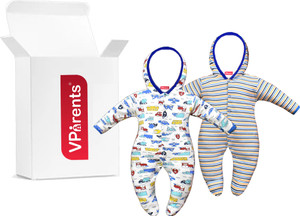 VParents Romper For Baby Boys & Baby Girls Printed, Striped Pure Cotton