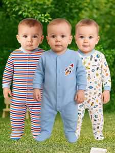 KidBee Romper For Baby Boys & Baby Girls Casual Striped, Printed Cotton Blend