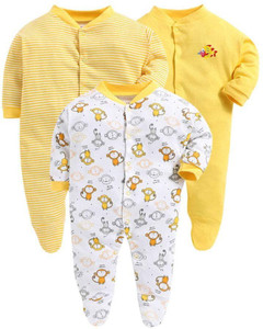 MM IMPEX Romper For Baby Boys & Baby Girls Striped, Printed, Solid Cotton Blend