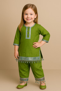 ROSE Baby Girls Festive & Party Kurta and Pyjama Set