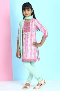 BIBA Girls Formal Kurta, Churidar & Dupatta Set