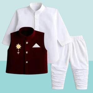 RMS TREND Baby Boys Wedding Kurta, Waistcoat and Pyjama Set