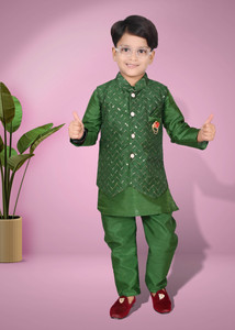 Hasibul Fashion Boys Festive & Party Kurta, Waistcoat and Pyjama Set