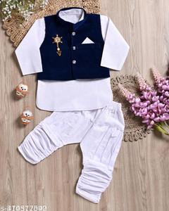 ABLaskar Baby Boys Casual Ethnic Jacket, Kurta and Dhoti Pant Set