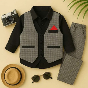 AANYACOLLECTION Boys Festive & Party, Formal Shirt, Waistcoat and Pant Set
