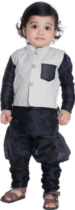 new gen Baby Boys Festive & Party Kurta, Waistcoat and Dhoti Pant Set