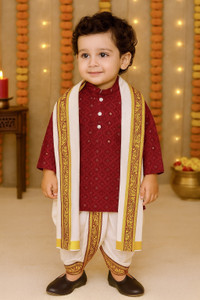 ABLASKAR FASHION Boys Festive & Party Kurta, Dhoti Pant & Dupatta Set