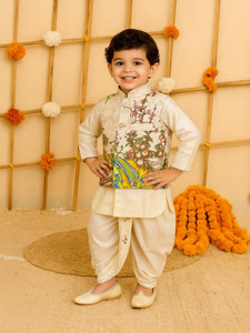 ABLASKAR FASHION Baby Boys Festive & Party Ethnic Jacket, Kurta and Dhoti Pant Set