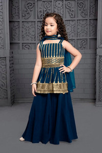 Tulsi Creation Girls Festive & Party Angarkha and Sharara Set