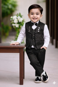 Littel champ Boys Festive & Party, Formal, Wedding Shirt, Waistcoat and Pant Set