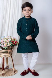 SelfiCollection Boys Festive & Party Kurta and Churidar Set