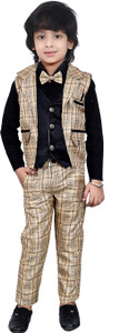 fab fashions Boys Festive & Party, Formal Shirt, Waistcoat and Pant Set