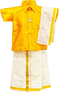 NITHILA CREATIONS Boys Festive & Party Shirt & Dhoti Set