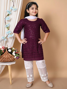 barkatdesigningplanet Girls Festive & Party Kurta, Pyjama & Dupatta Set