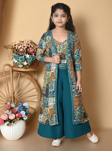 JGLIMAFASHION Girls Festive & Party Ethnic Jacket, Kurta and Palazzo Set