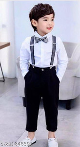 ULTRINA Boys Party(Festive) Shirt Pant, Bow Tie, Suspenders