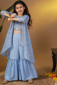 Tasrika Girls Festive & Party Ethnic Jacket, Blouse and Palazzo Set