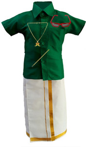 Woodvin Fashion Boys Festive & Party Dhoti, Shawl and Shirt Set