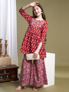 Curly Tales Girls Festive & Party Kurta and Sharara Set