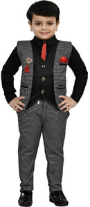 AJ STYLES Boys Festive & Party, Wedding Shirt, Waistcoat and Pant Set