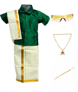 bhandari fashion Boys Festive & Party Dhoti, Shawl and Shirt Set