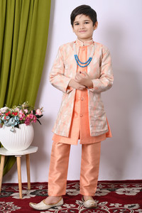 Hasibul Fashion Boys Festive & Party Kurta, Waistcoat and Pyjama Set